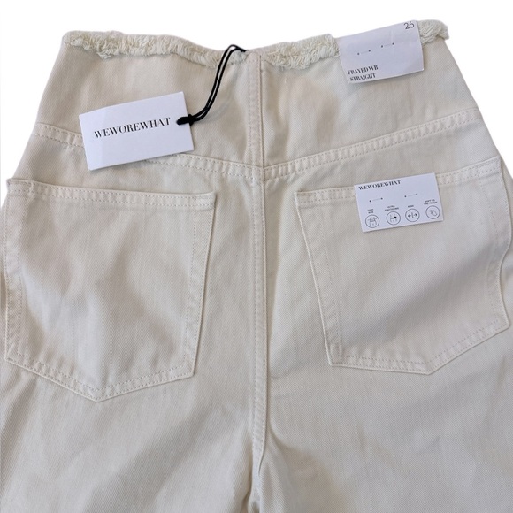 WeWoreWhat High Waist Frayed Straight Leg Jeans - Picture 8 of 14
